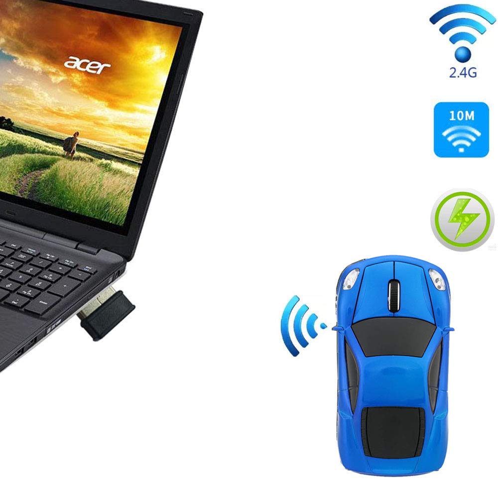 Jinfili 2.4Ghz Wireless Car Shape Mouse 3D Optical Gaming Mice Usb Mini Receiver For Pc Laptop Computer