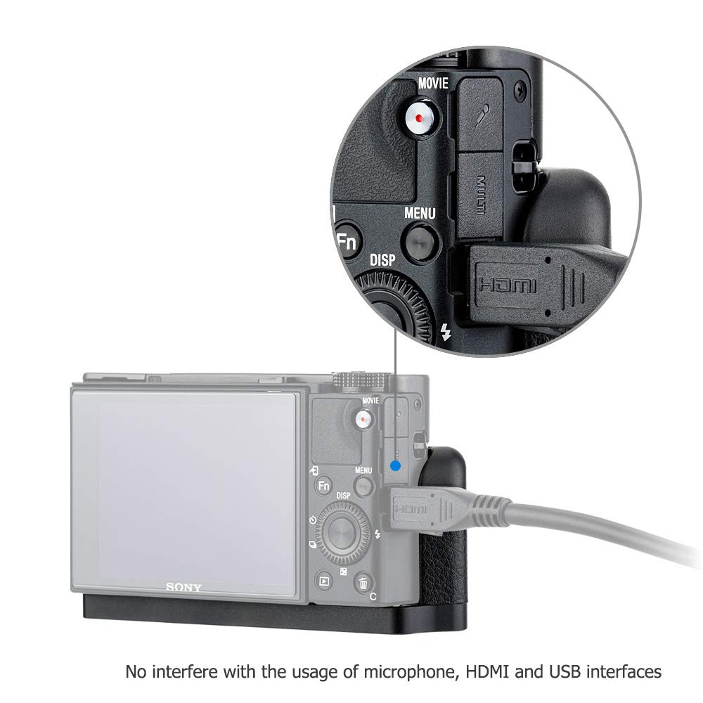 Dedicated Metal Hand Grip L Bracket For Sony Rx100 Vii Rx100M7 Anti Slip Holder, No Blocking To Hdmi Multi Microphone Jack & Bat