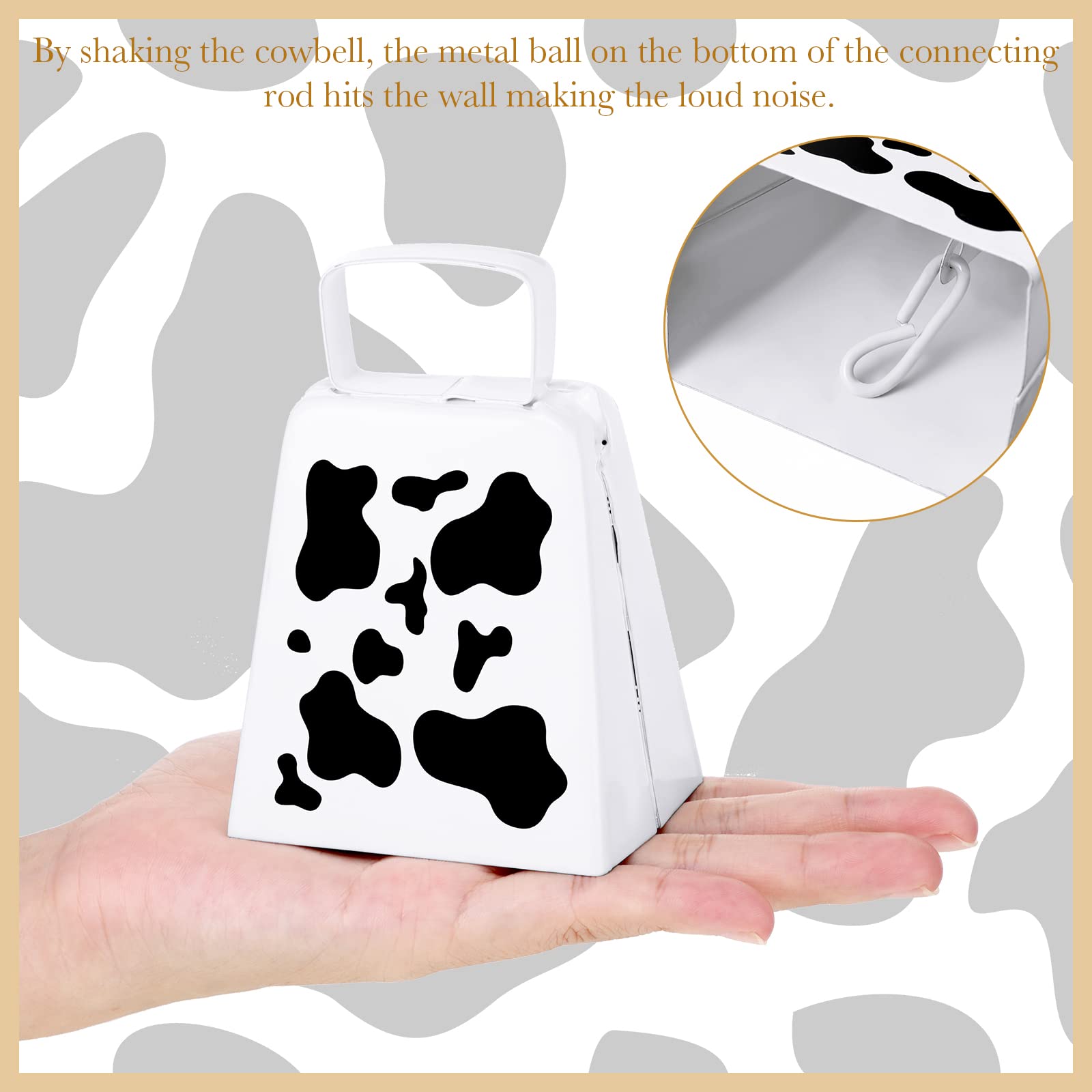 2 Pieces Cow Bell With Handle Noise Makers Cowbells For Sporting Events Football Games 8.6 Inch Hand Percussion Cheering Loud Ca