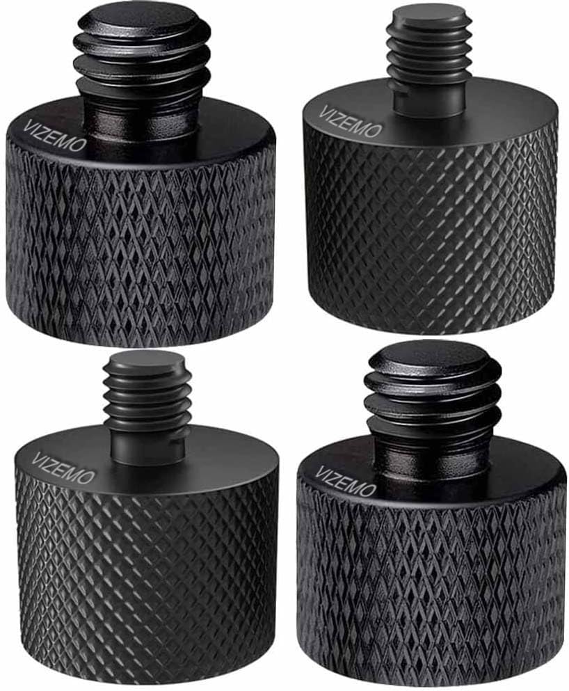Vizemo 4 Pcs Aluminum Camera Screw Adapter Thread 1/4' Male To 3/8' Female And 3/8' Male To 1/4' Female Adapter Set For Camera Monitor, Tripod, Microphone Mic Stand Mount(4 Pcs)