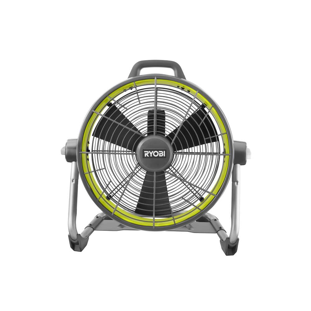 Ryobi One+ 18V Cordless Hybrid Whisper Series 14 In. Air Cannon Fan (Tool Only), Pcl813B, Green