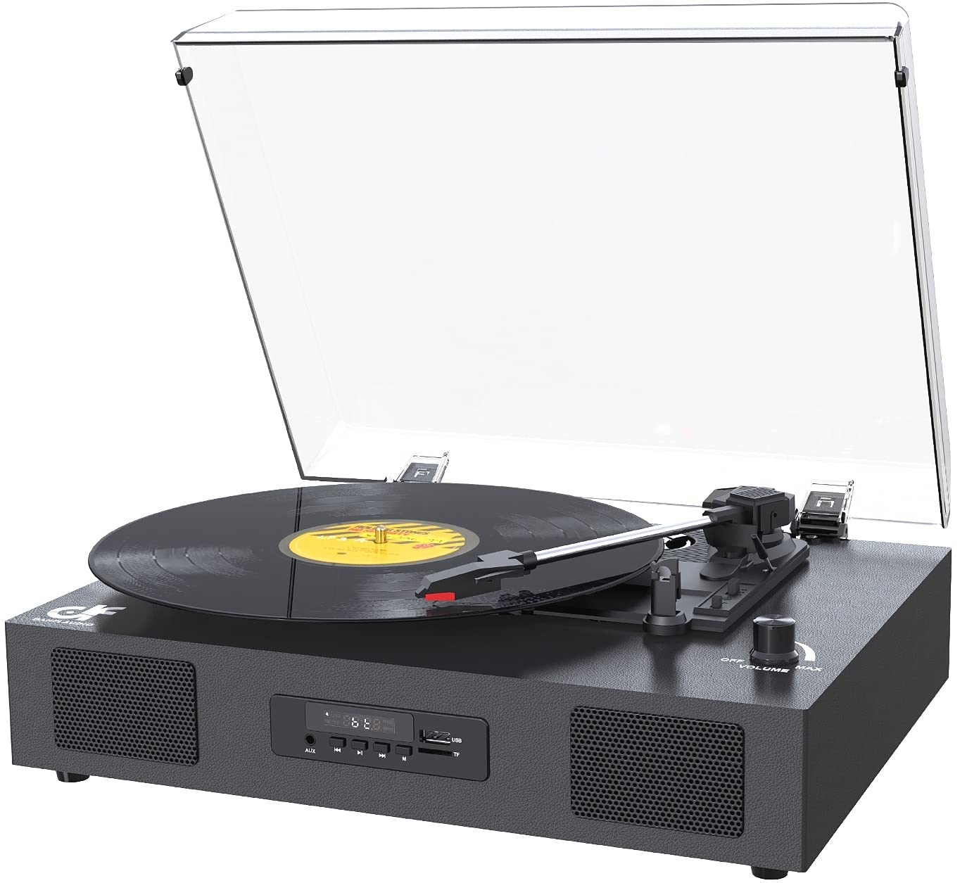 Record Player Bluetooth Turntable With Built In Speaker, Usb Recording Audio Music Vintage Portable Turntable For Vinyl Records 3 Speed, Lp Phonograph Record Player, Black