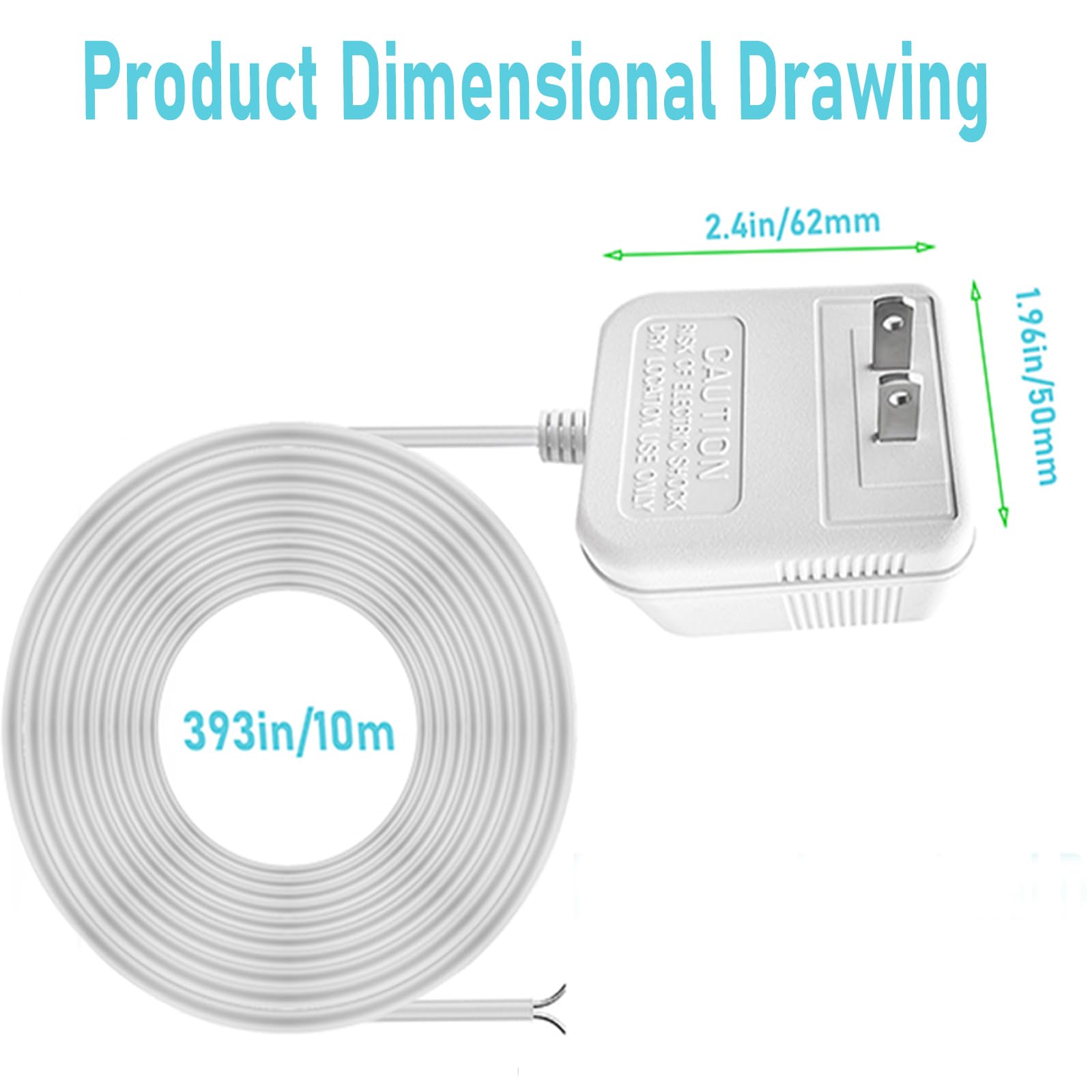 24V Doorbell Transformer,33 Foot Length Output Line 24V500Ma Video Doorbell Power Adapter, Compatible With Arlo, Nest, Wyze, Euf