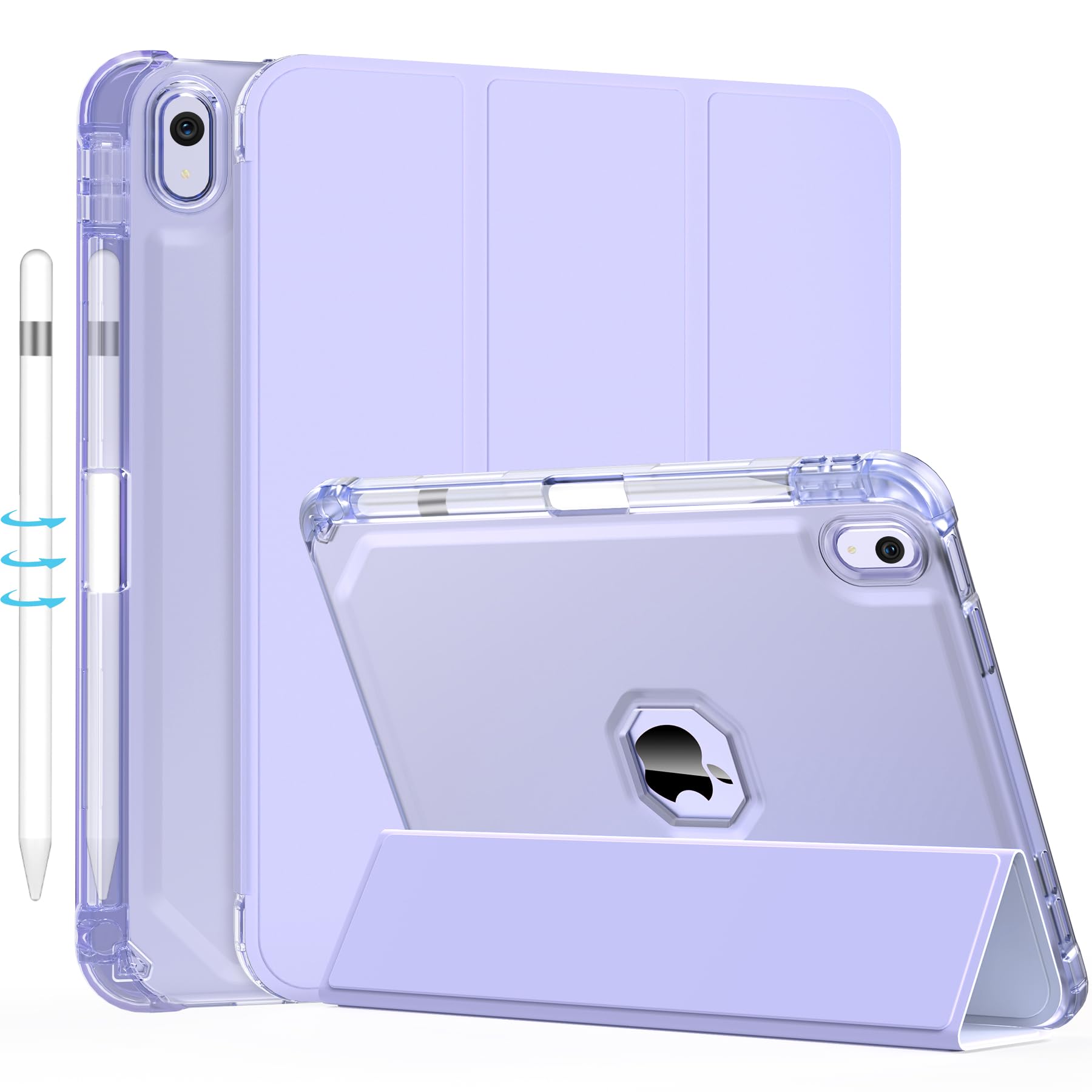 Sevrok Ipad 10Th Generation Case 2022 10.9 Inch With Pencil Holder, Soft Leather Trifold Stand Magnetic Smart Cover With Clear T