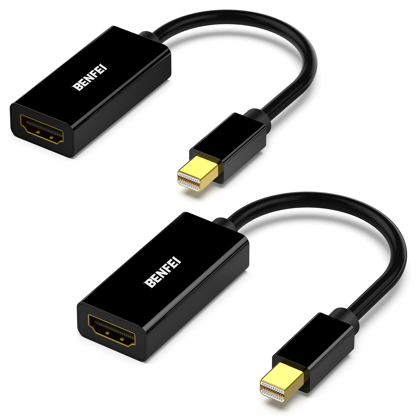BENFEI Mini DisplayPort to HDMI Adapter 2 Pack, Mini DP(Thunderbolt) to HDMI Converter Gold-Plated Cord Compatible for MacBook P