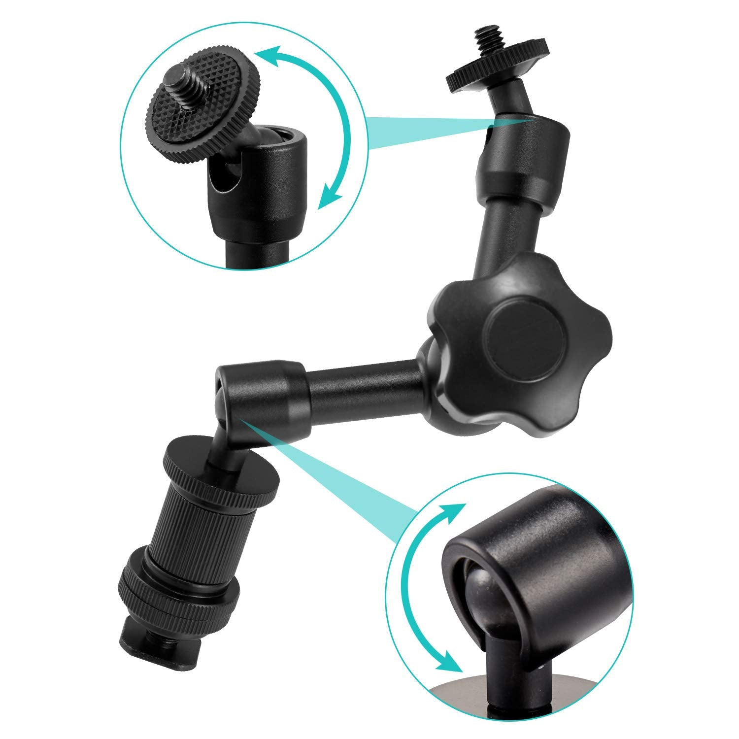 Wanby 7 Inch Articulating Magic Friction Arm & Large Adjustable Super Clamp Pliers Clip With 1/4'' And 3/8'' Thread For Dslr Cam