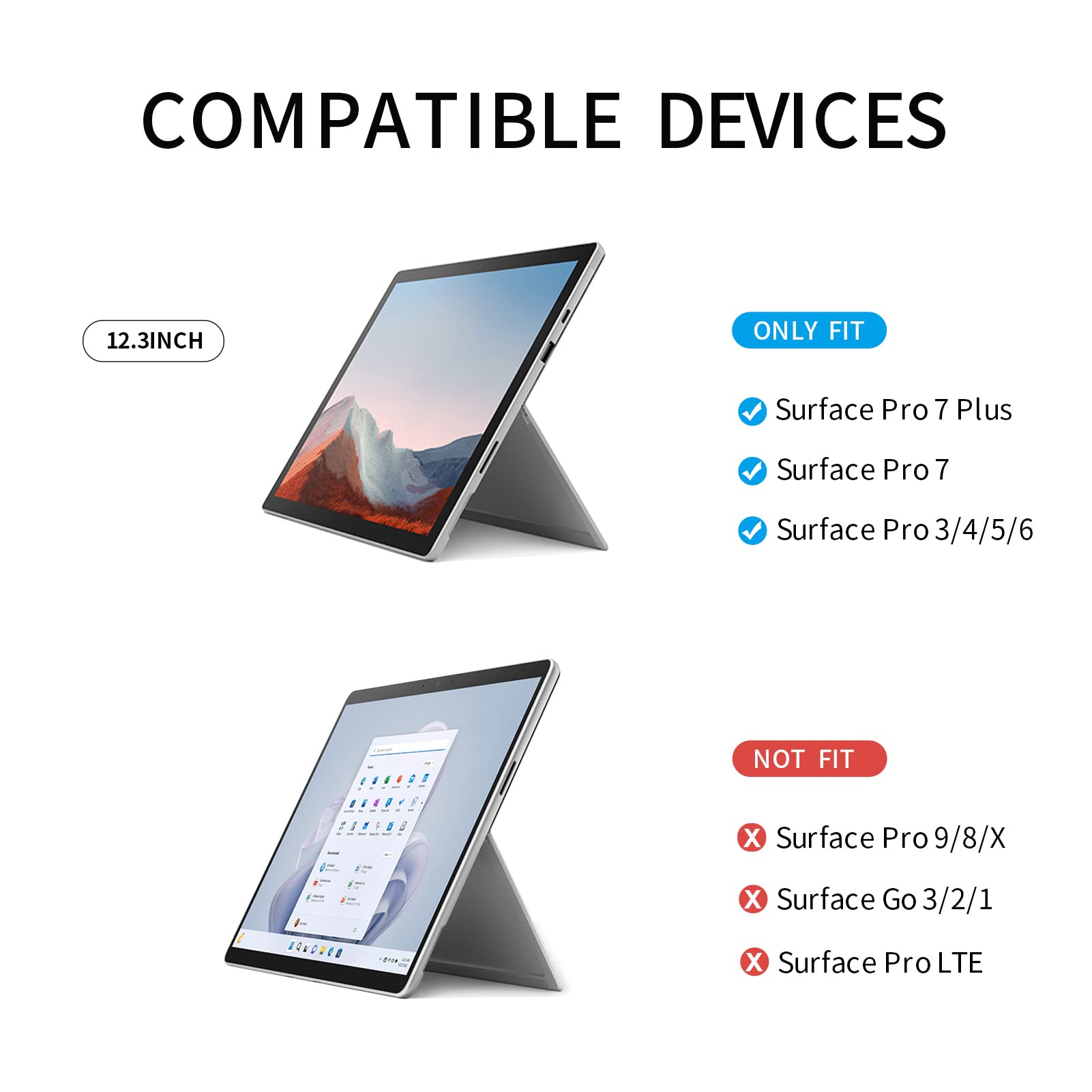 Qcoswa Slim Lightweight Marble Tablet Cover For Microsoft Surface Pro 7+, 7, 6, 5, 4, Lte, Hard Protective Case, Compatible With