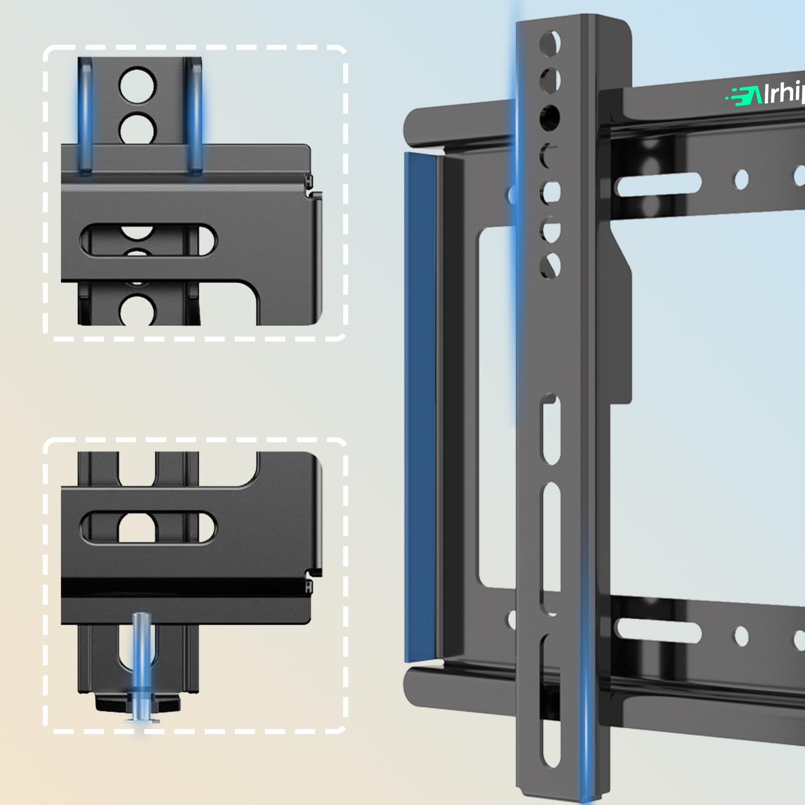 Alrhipvm Tv Wall Mount Brackets Low Profile Fixed For 14 To 43 Inch Led, Lcd Tvs Flat Screen Up To 55Lbs, Universal Tv Monitor M