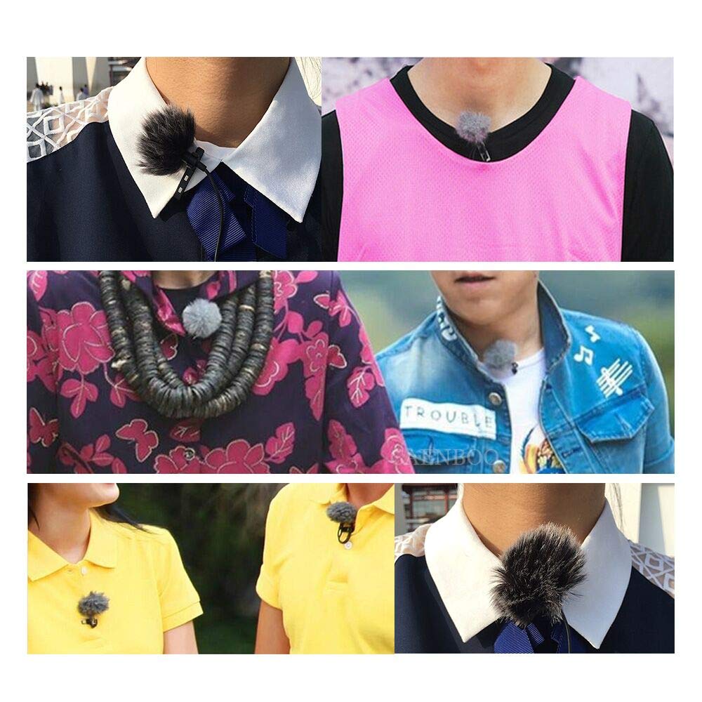 Lavalier Wind Muff 3 Pack Lapel Microphone Wind Muff 0.2/0.4 Inch Furry Lav Windscreen Windproof Wind Screen (0.2Inch, Gray)