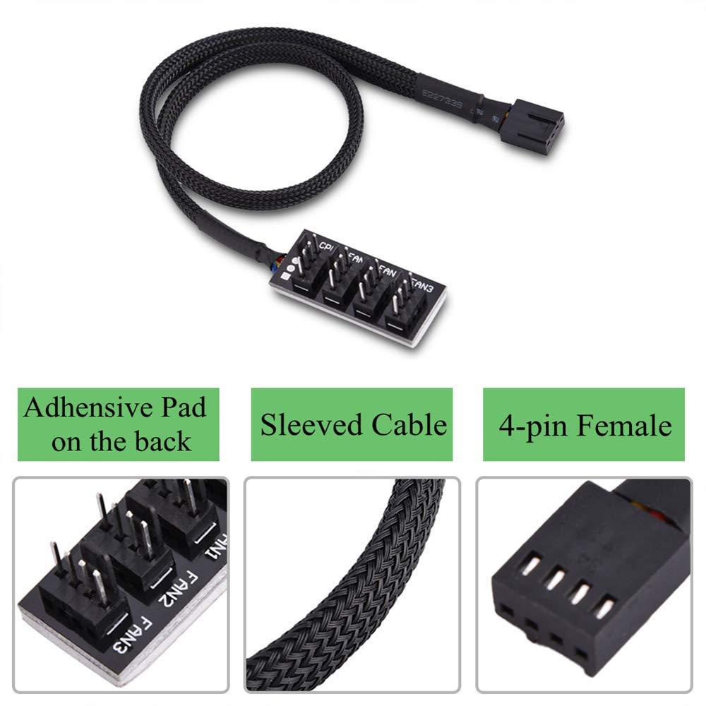 Pwm Fan Hub, 4 Pin Computer Cpu/Case Fan Power Multi Splitter Connector Cable Adapter For Computer Cooler Fans