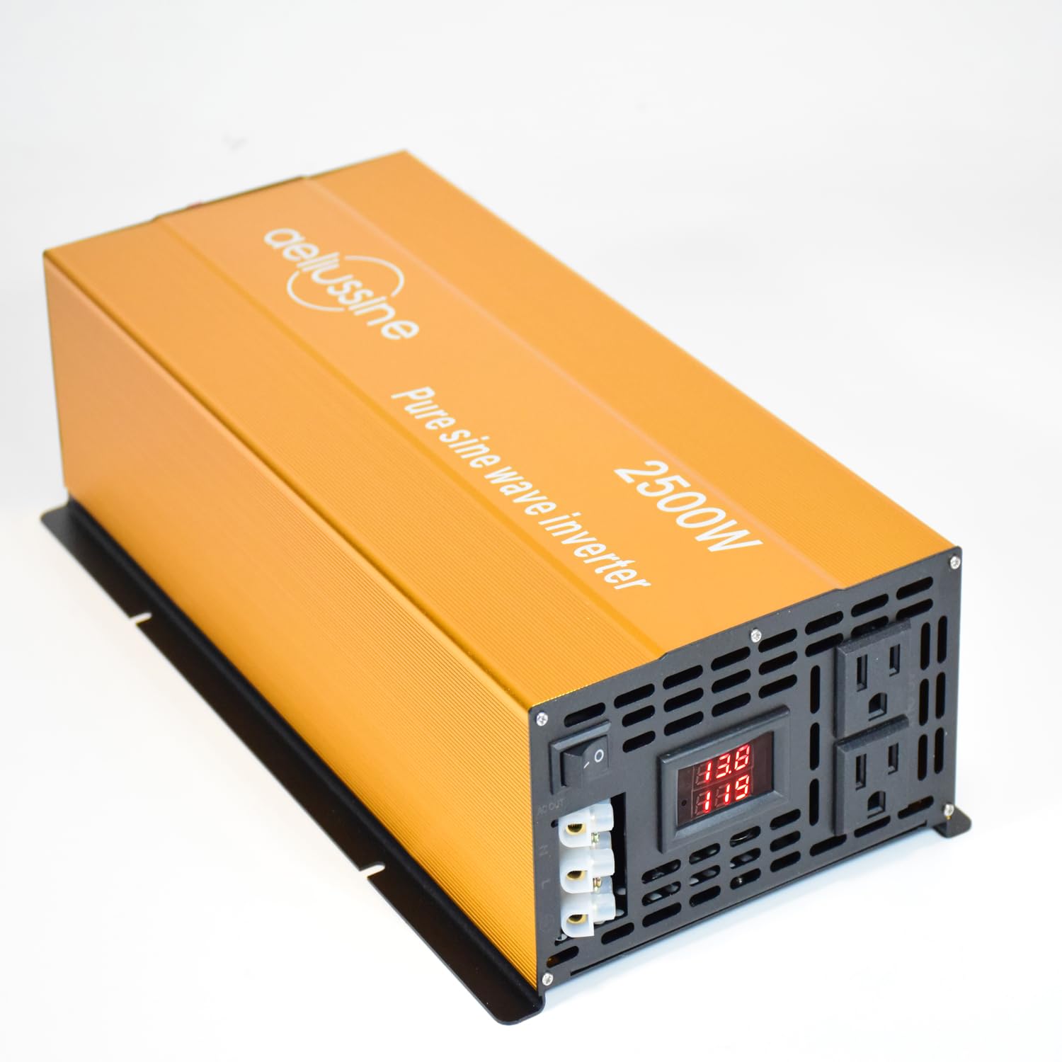 aeliussine 2500W Pure Sine Wave Inverter-12V DC to 110V 120V AC Power Converter with 2 AC Outlets, 12 Volt Power Inverter for Tr