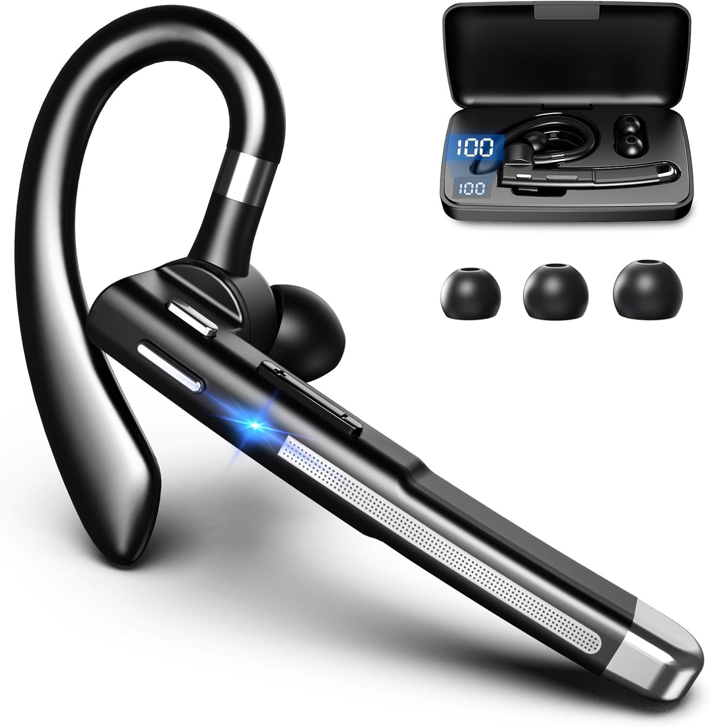 Bluetooth Headset, Wireless Bluetooth Earpiece with mic Trucker Headset for Phone Case Office Phones Built-in Microphone Headpho