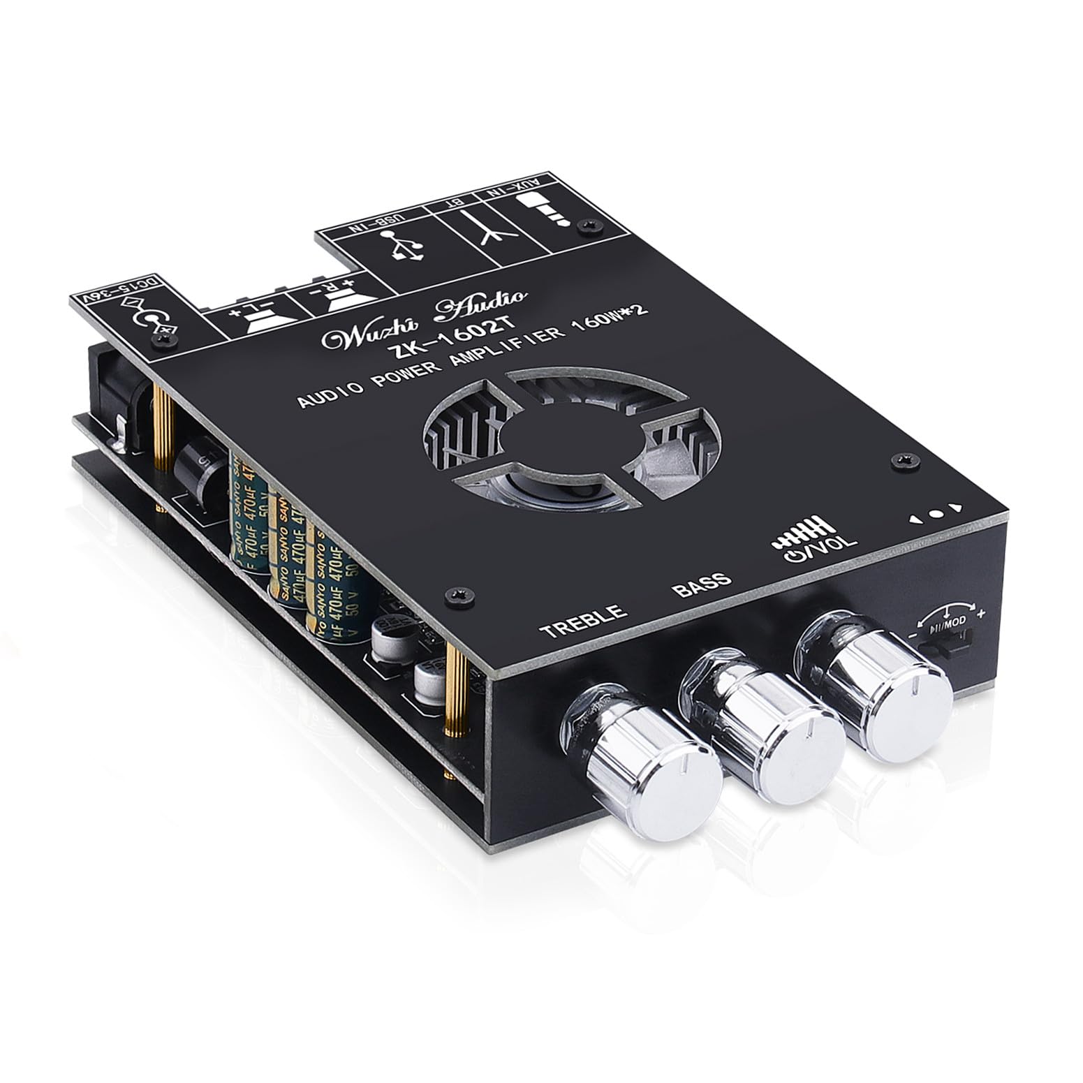 Audio Amplifier Board, Zk-1602T Bluetooth 5.0 Power Amp For Home Speakers 2.0 Channel 160W+160W Stereo Mini Amplifier Module Tda