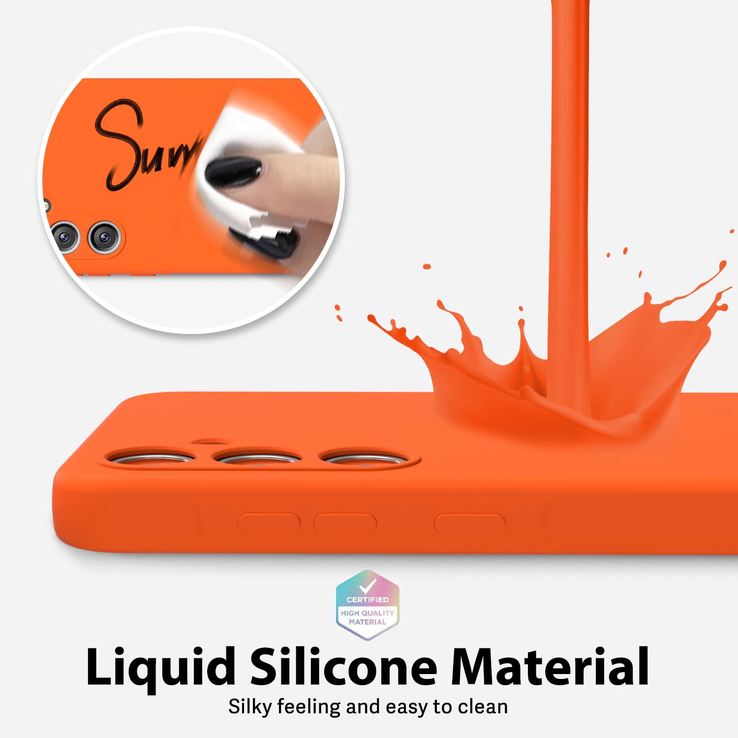 Oakxco For Samsung Galaxy A35 5G Phone Case Liquid Silicone, Neon Bright Solid Color, Thin Slim Soft Rubber Gel Matte Tpu Plain