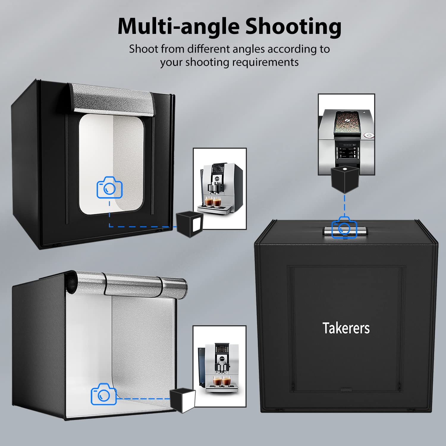 Takerers Photo Studio Light Box,39X39 Inch/100X100Cm 210 Led Professional Photo Background Shooting Tent With 3 Stepless Dimming