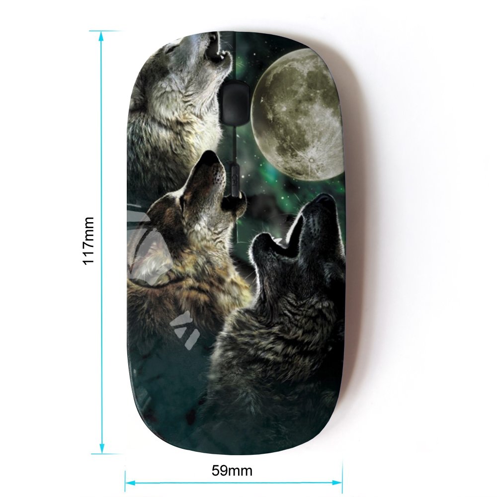 Koolmouse [ Optical 2.4G Wireless Mouse [ Howling Moon Wolf Dog Aurora ]