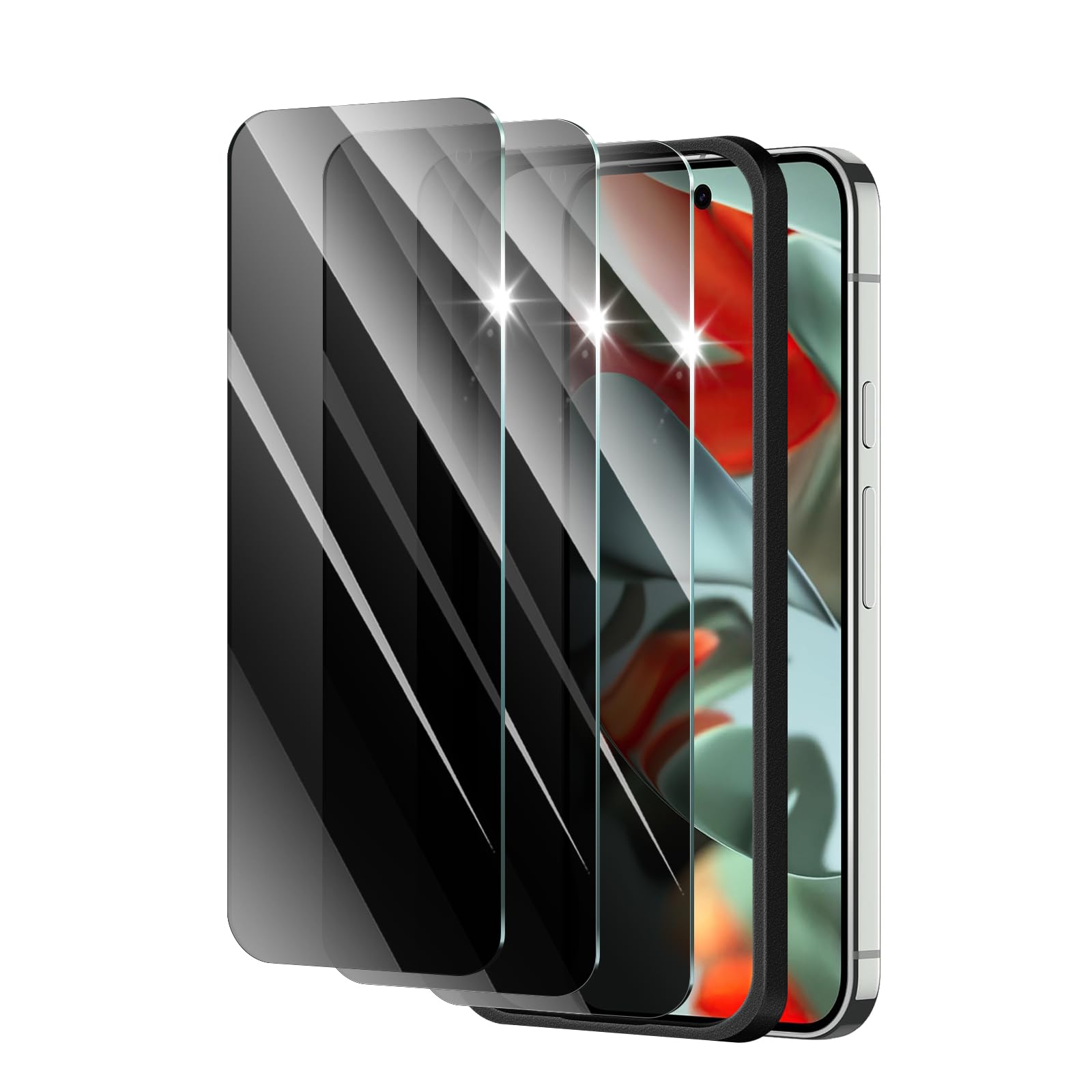 3*Privacy Screen Protector for Google Pixel 9 Pro XL/10 Pro XL with a Installation Alignment Aid, Anti-Spy Tempered Glass Film, 
