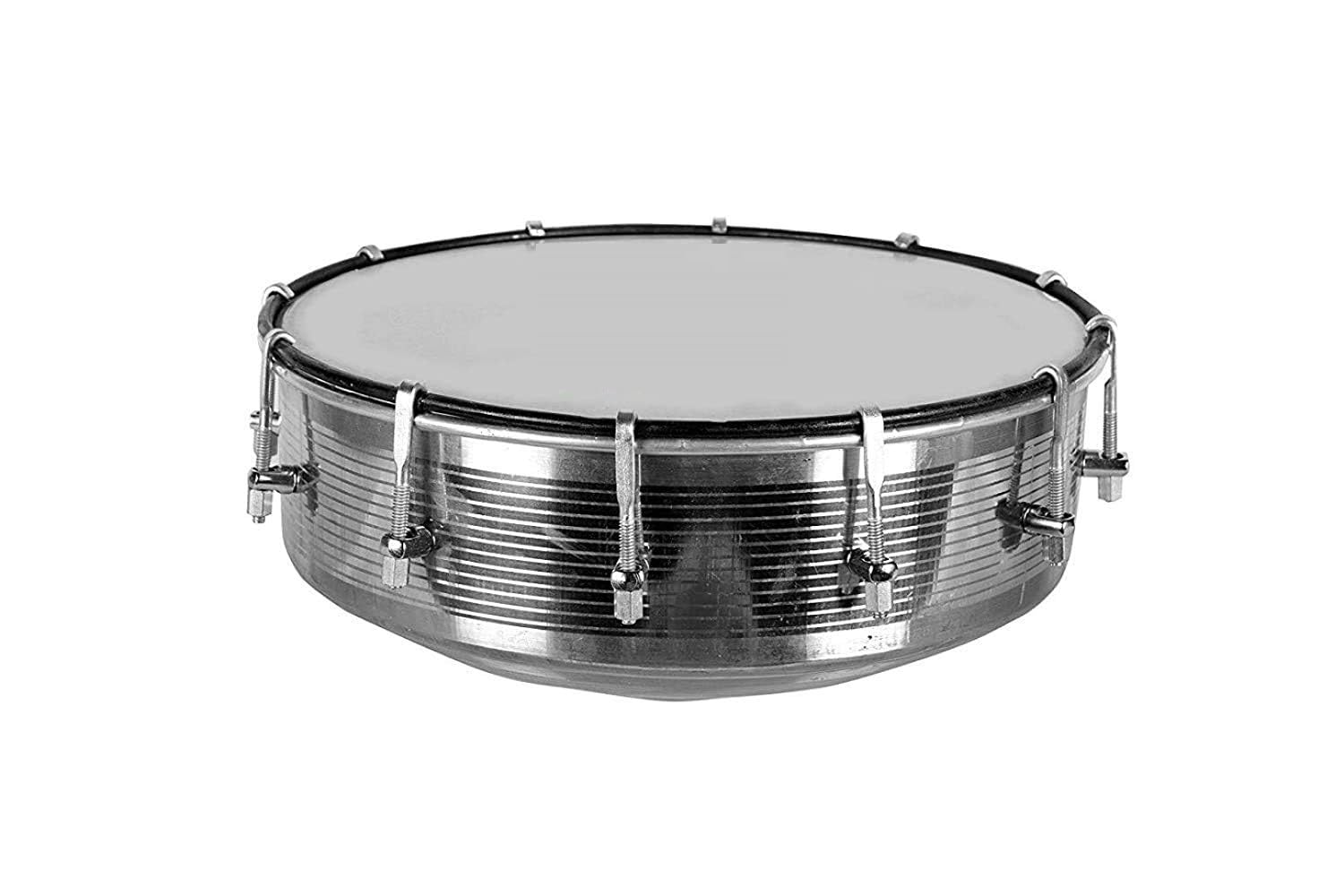 The Musical Nest Instruments 1 Piece Tasha, White 14 Inch | Traditional Indian Nasik Dhol For School Band, Festival And Cultural