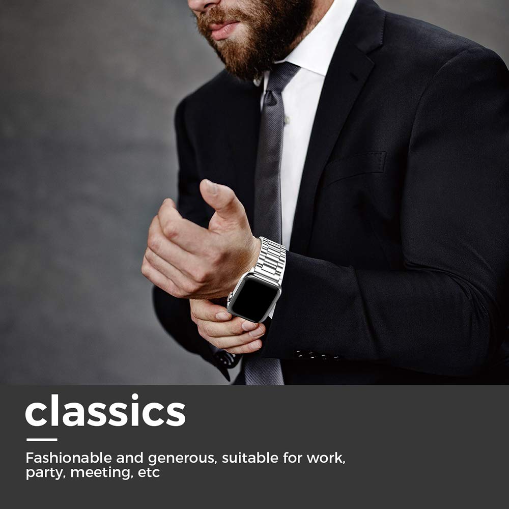 Epuly Compatible With Apple Watch Band 42Mm 44Mm 45Mm 38Mm 40Mm 41Mm, Business Stainless Steel Metal Wristband For Iwatch Se & S