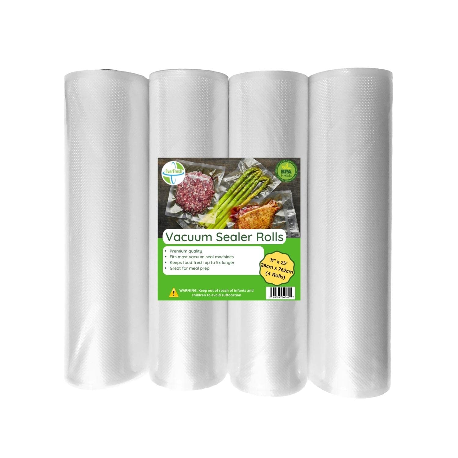 Everfresh 11'' X 25' Vacuum Sealer Rolls Vacuum Sealer Bags Vacuum Sealer Machine Food Sealer Bag Rolls Compatible With Foodsave
