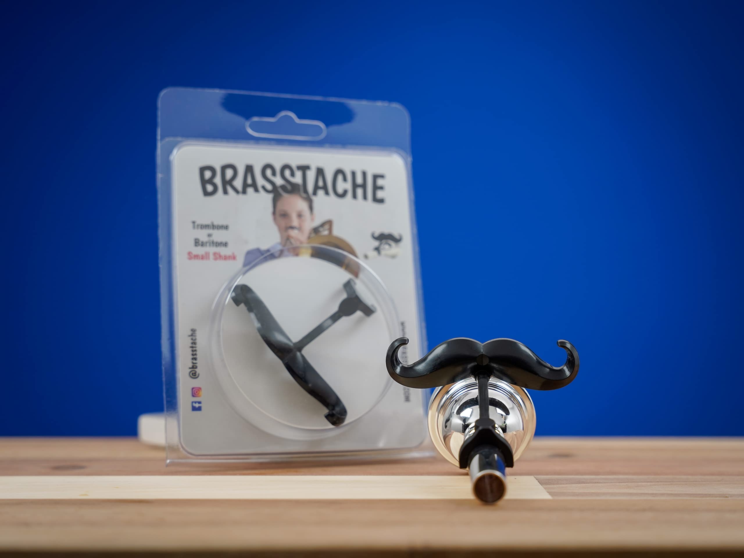 Brasstache - The Original Clip-On Mustache For Small Shank Trombone Or Baritone Mouthpieces (Trombone/Baritone/Euphonium (Small)