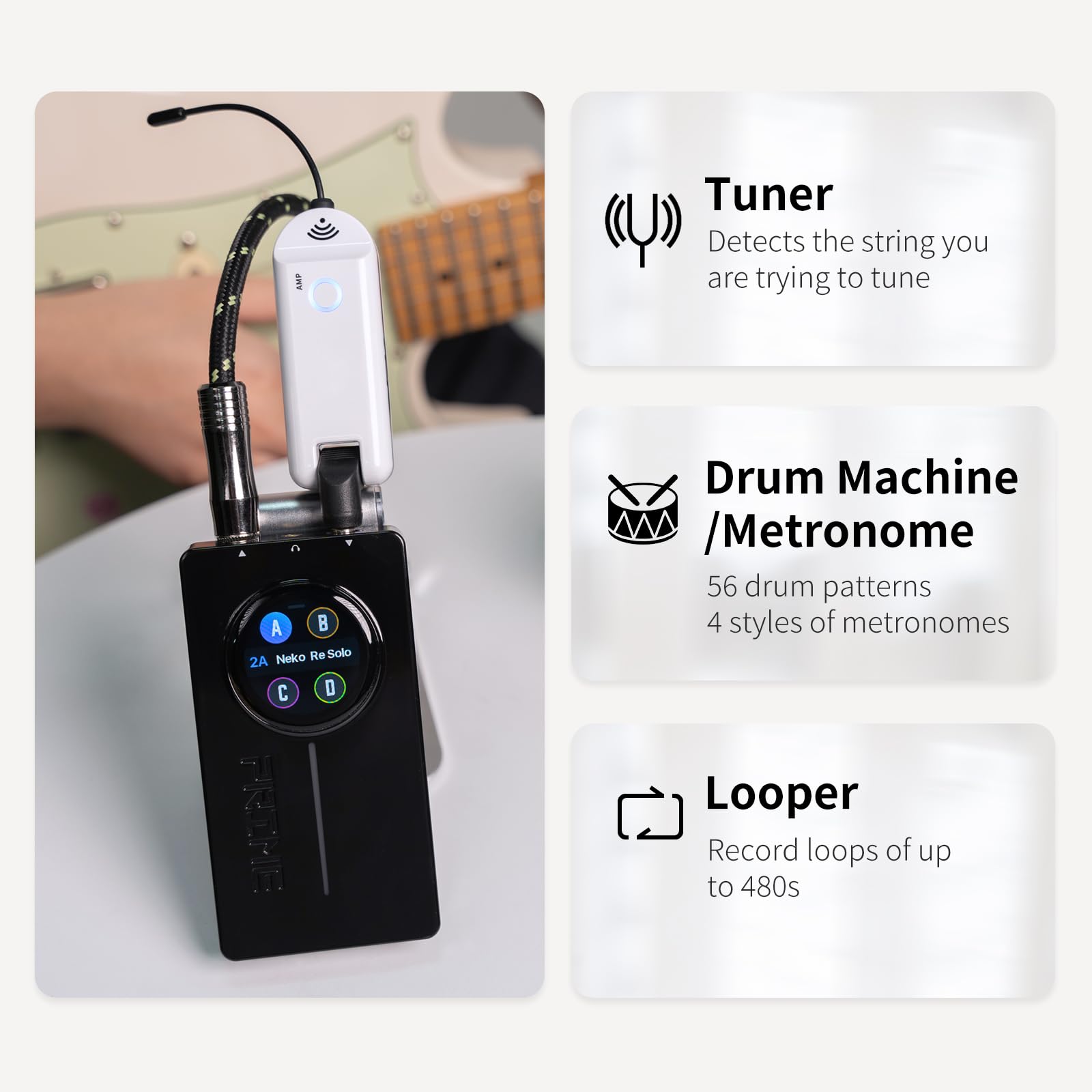 Mooer P2 Multi Effects Pedal Processor, Stereo Electric Guitar Bass Guitar Pedals With Amp Midi Looper Drum Machine Otg Touch Screen For Performance Practice