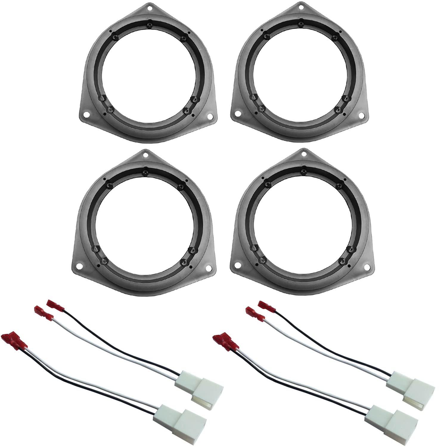 DKMUS 2 x Pairs 6.5 Car Door Speaker Adapter Plates for Toyota Venza Solara RAV4 Camry Celica Echo Corolla Highlander 4 Runner 