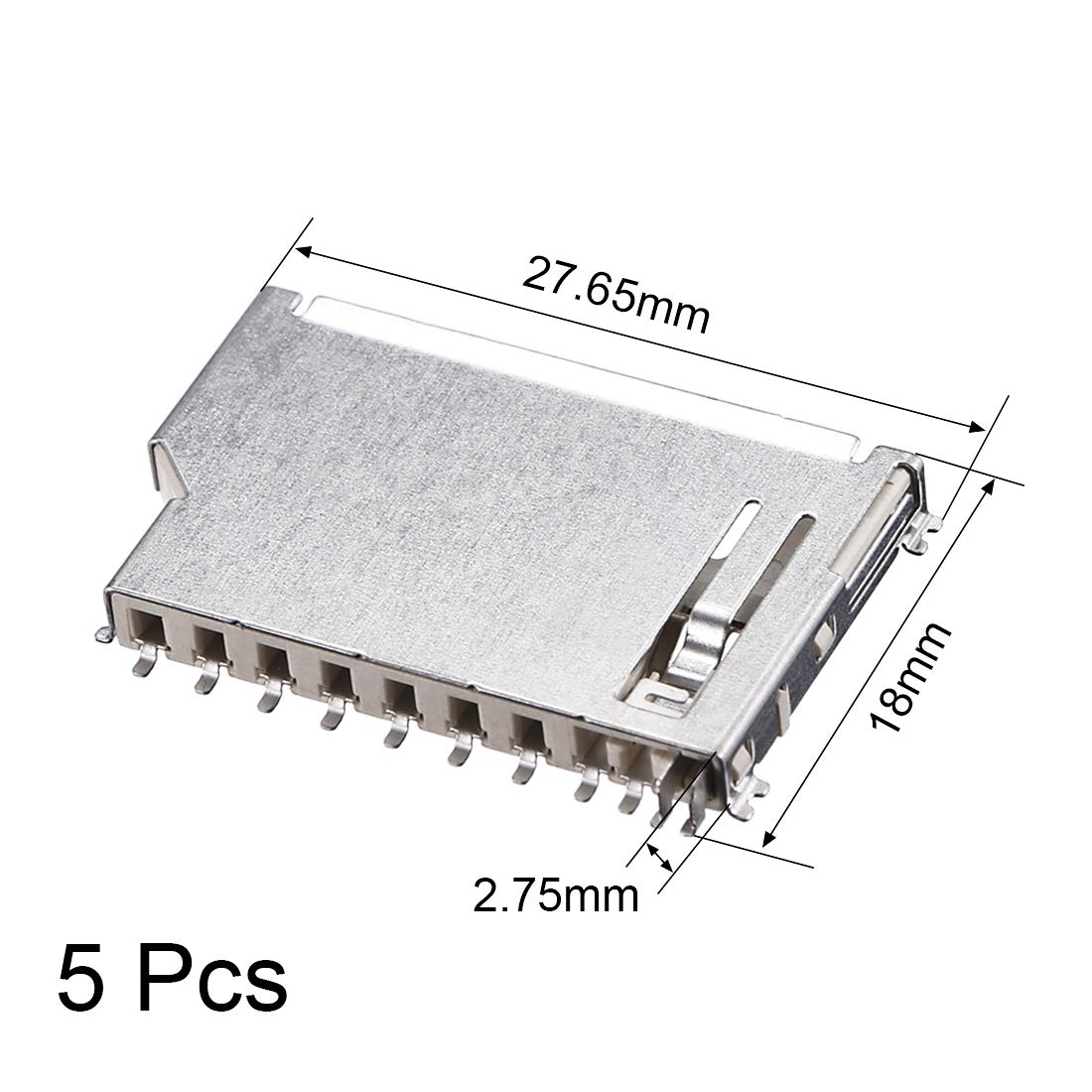 Uxcell Sd Memory Card Socket Short Body 11 Pin Pcb Mount Connector 5Pcs