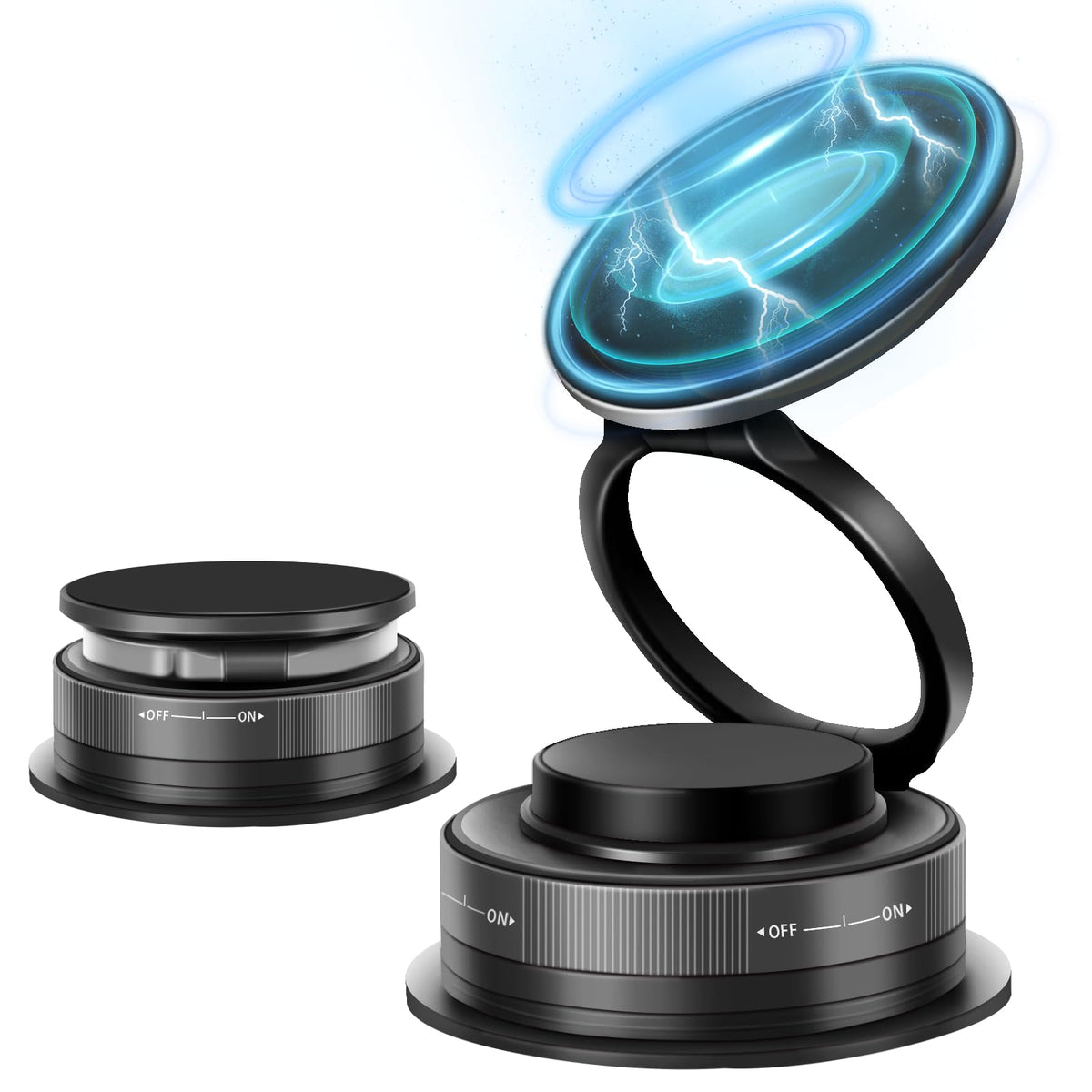 Nakeyes Vacuum Magnetic Phone Holder, 360 Adjustable & Foldable Car Phone Holder Hands-Free Suction Cup Phone Mount For All Smar