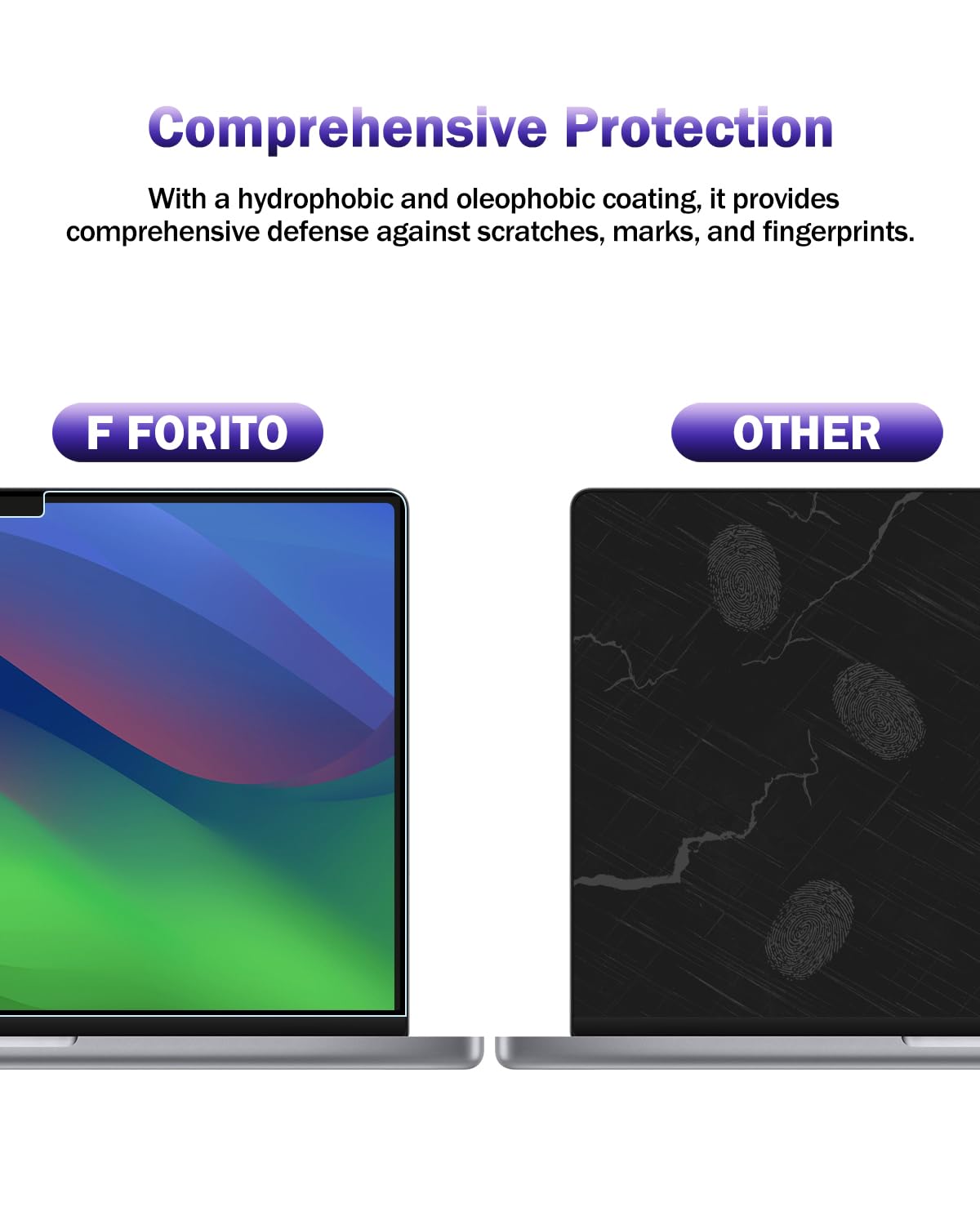 F Forito 2 Pack Anti Blue Light Matte Screen Protector Compatible With Macbook Air 13.6 Inch 2024 2022 M3 A3113 M2 A2681, Eye Pr
