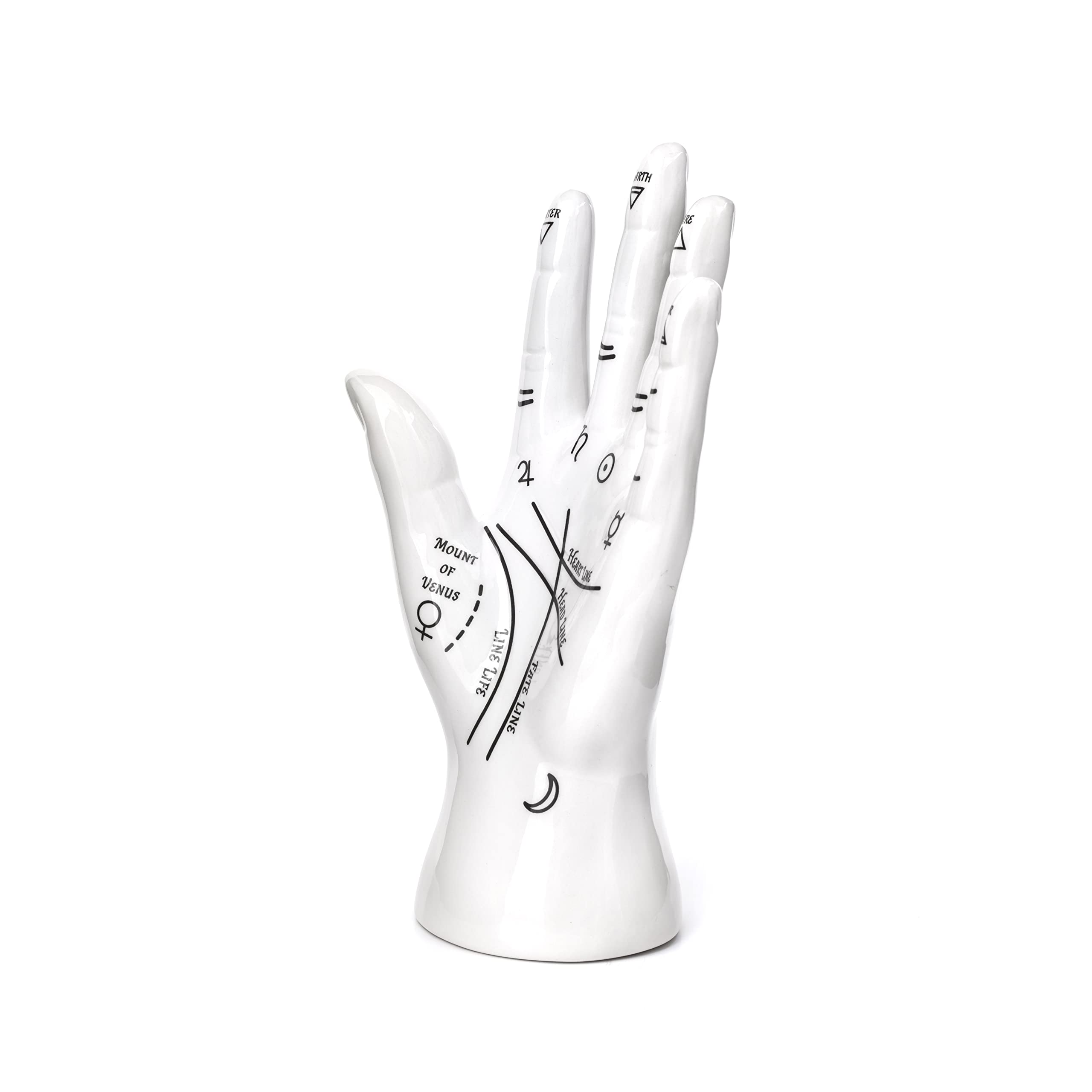 Kikkerland Palm Reader Jewelry Display Mannequin Holder Organizer Storage Stand, White, For Rings, Bracelets, Decoration