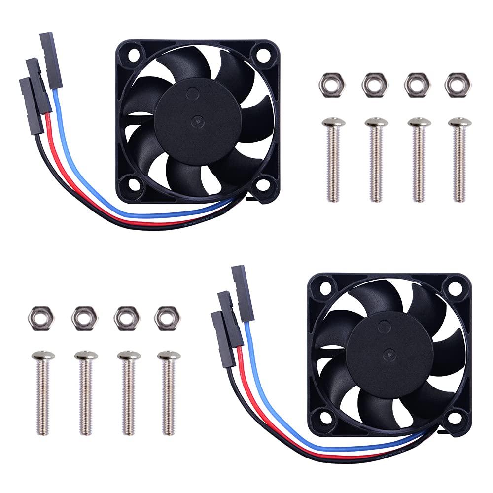 Geeekpi 2Pcs Pwm Controllable Fan For Raspberry Pi, Speed Adjustment Fan 40X40X10Mm For Raspberry Pi, Speed Control Fan Dc 5V 40