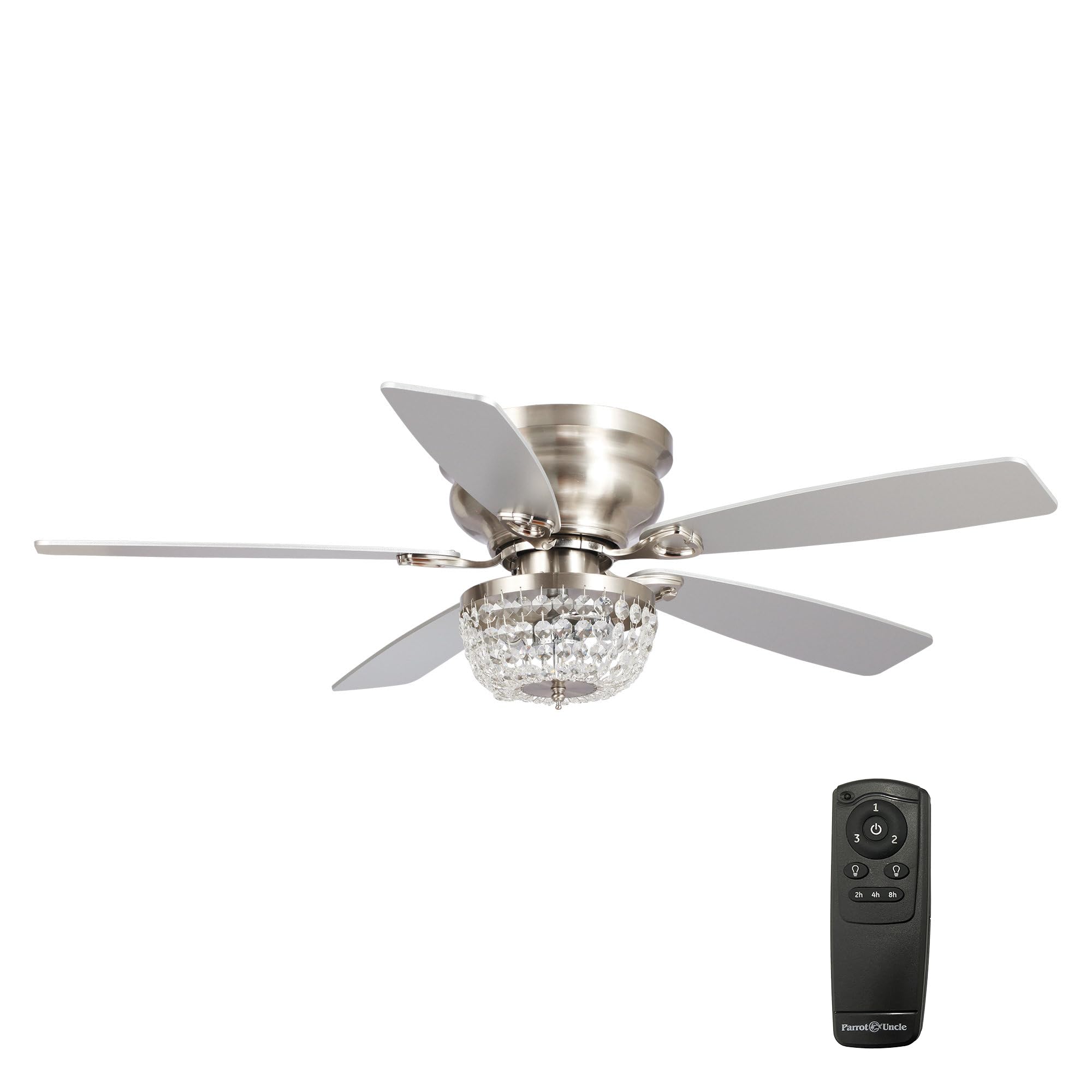 Parrot Uncle Ceiling Fans with Lights and Remote Flush Mount Ceiling Fan with Light for Bedroom Low Profile Chandelier Ceiling F