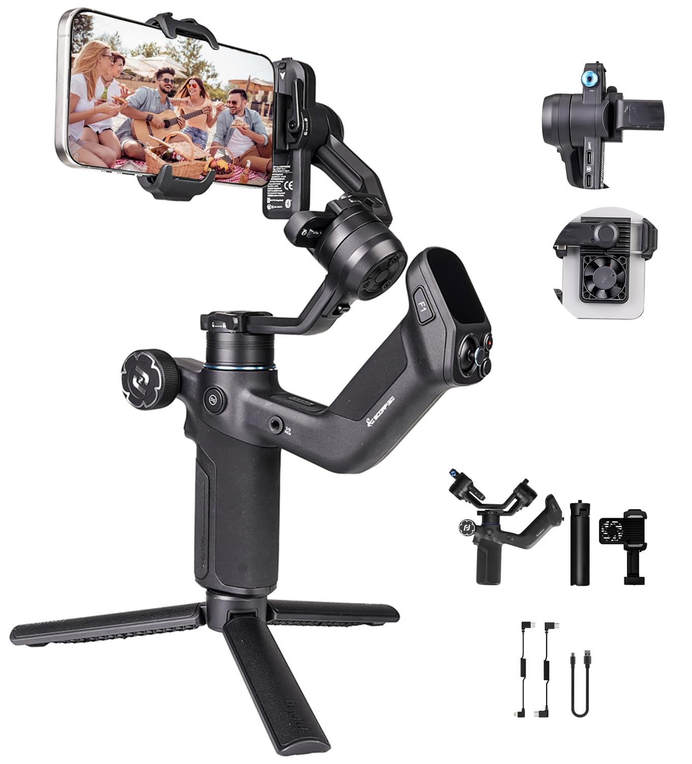Feiyutech Scorp Mini 3 Gimbal Stabilizer For Iphone, 3-Axis Smartphone Gimbal Built-In Ai Tracking Module,Phone Gimbal With Cool