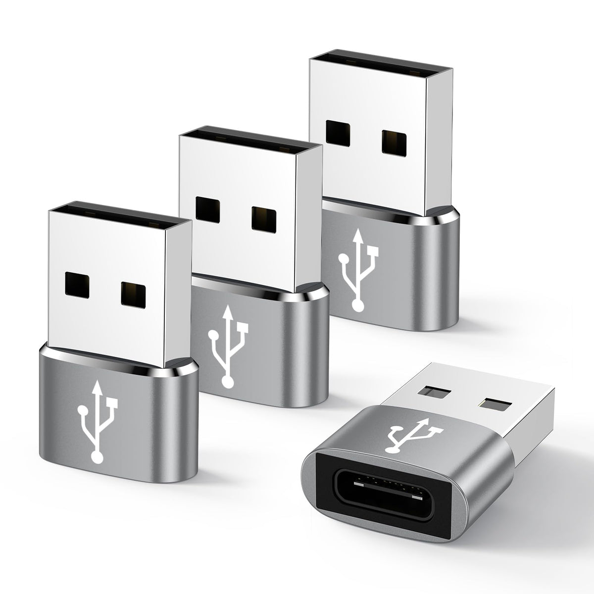 Usb C To Usb Adapter For Car Charger, 4-Pack Usb-C Female To Usb-A Male Converter For Iphone 16E/16-12 Plus/Pro Max, Ipad, Iwatc