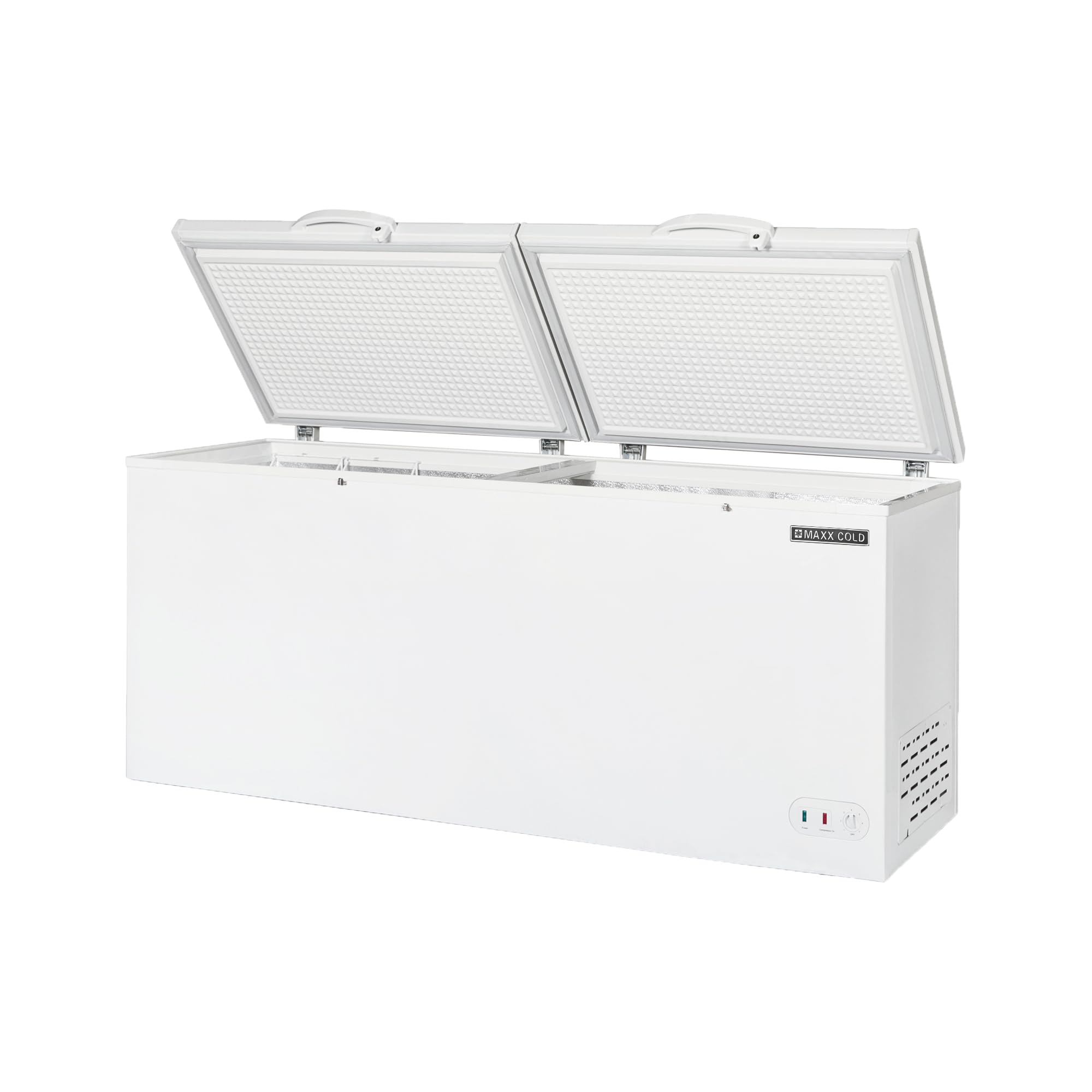 Maxx Cold Select Series Chest Freezer with Split Top, 76W, 30 cu. ft. Storage Capacity, Locking Lids, Garage Ready, in White (MX