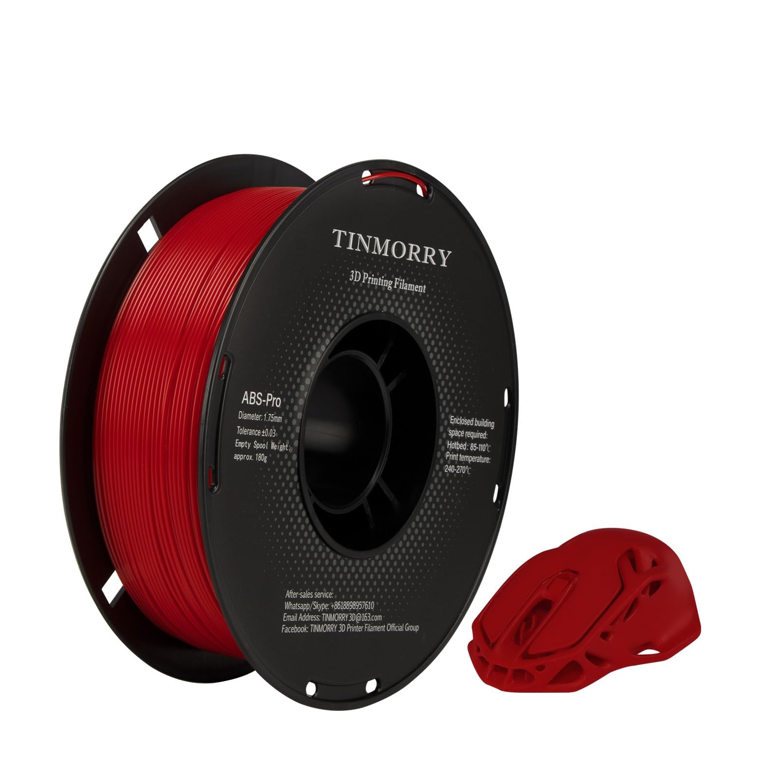 TINMORRY ABS Filament 1.75 mm, ABS (Pro) 3D Printer Filament 1 kg, Good Heat Resistance, Strong & Durable, Dimensional Accuracy 