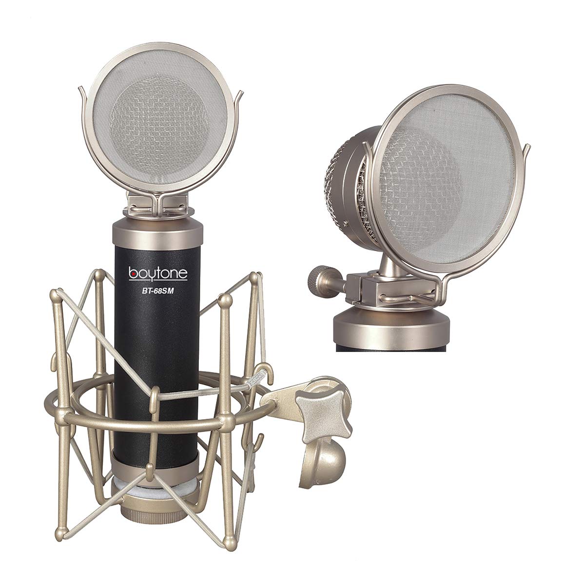 Boytone, Professional Studio Recording Podcast Condenser, Metal Shock Mount, Anti Wind Cap (Bt 68Sm)
