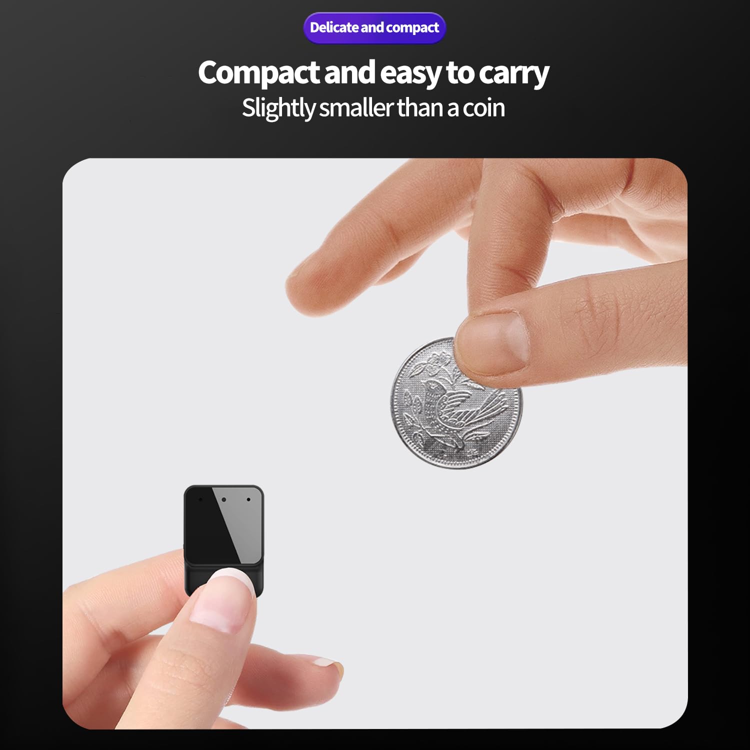 Bduwosk 64GB Mini Voice Recorder - Portable, One Button, Magnetic, Black, Model OC-KXVG-YC9B, Ideal for Lectures, Meetings, Interviews