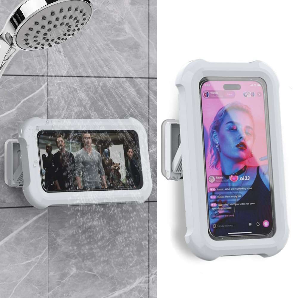 Cymtkbr Shower Phone Holder Waterproof,480 Rotating Wall Phone Holder Mount With Hd Touch Screen Guardian Phone Up To 7 Inch For