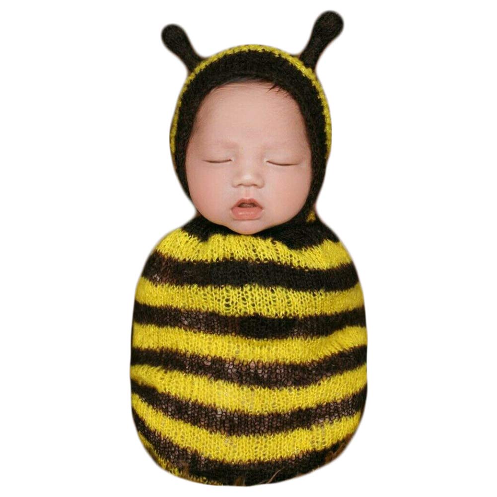 Newborn Photography Props Baby Photo Shoot Outfits Infant Boy Girl Bee Sack Hat