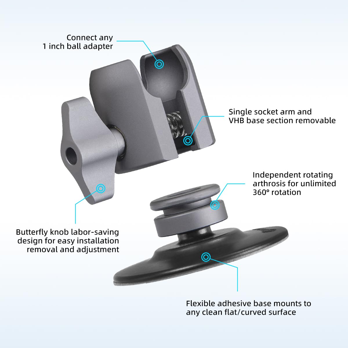 Fanaue Sc 0380P Single Socket Arm Flex Holder Adhesive Base For Ram Mounts 1 Inch Ball Head And Motorcycle Phone Mount, Vhb Stic