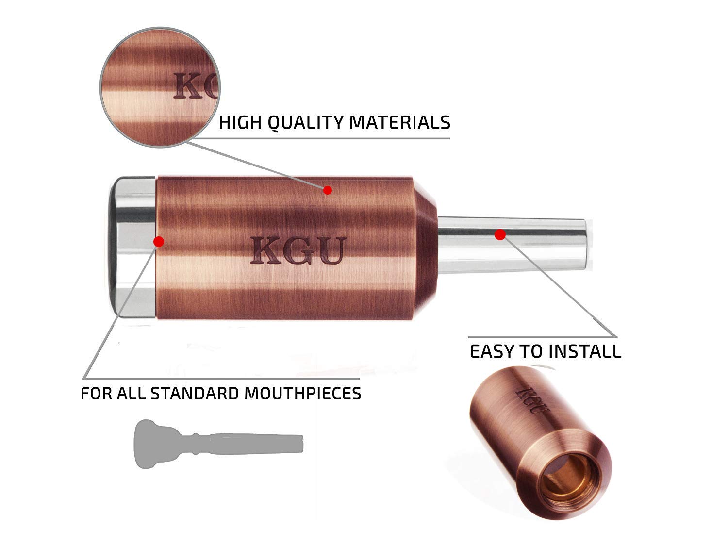 Trumpet Mouthpiece Booster Kgubrass. Custom Made Heavy Trumpet Booster Kgu (Antique Copper Lacquer)