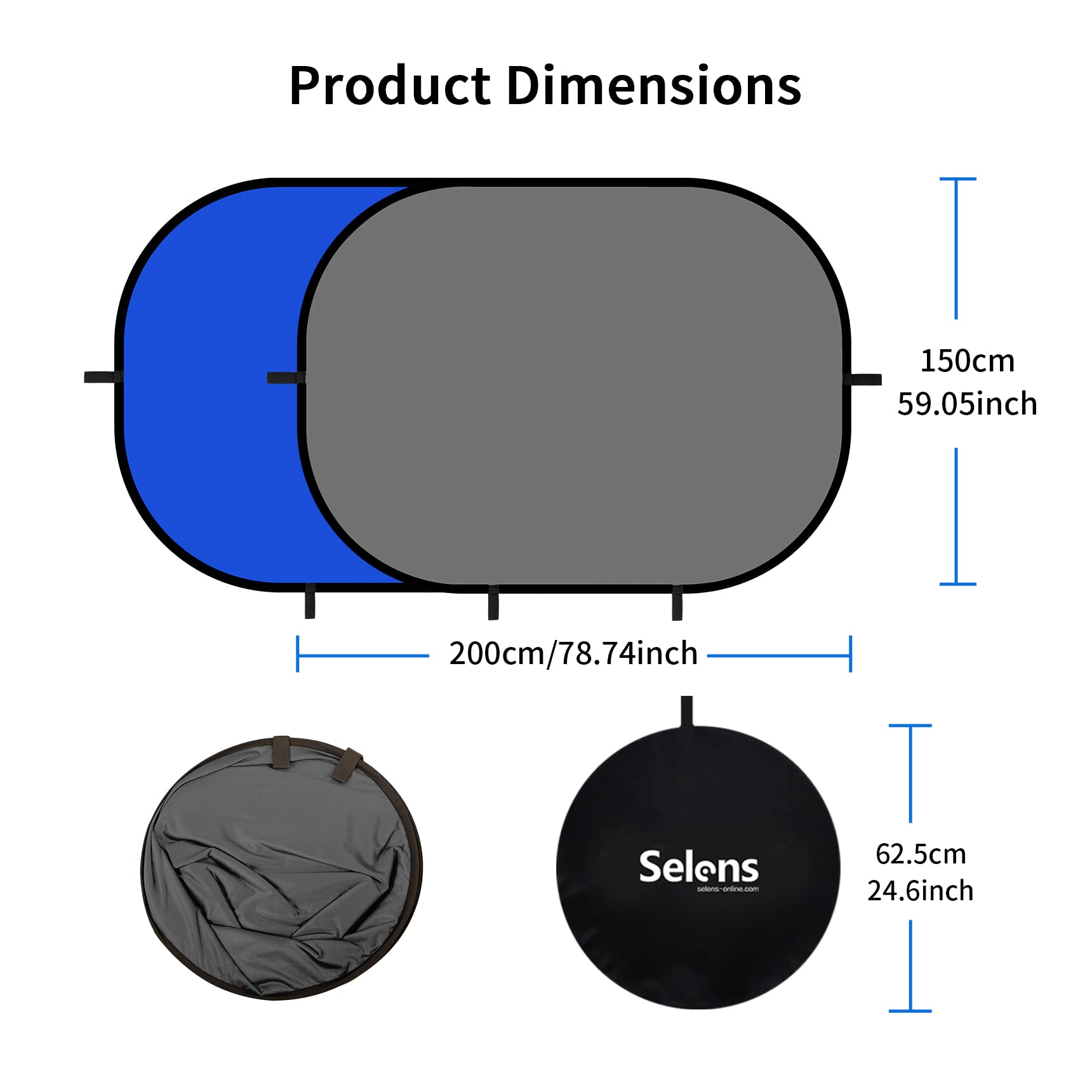 Selens Collapsible Backdrop 59X78.7Inches Pop Up Blue Grey Background With Carrying Bag For Youtube Streaming Photo Studio Portr