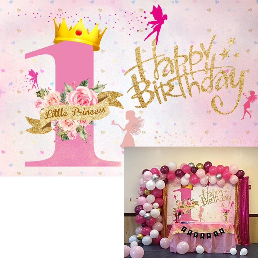 Lfeey 1St Birthday Backdrops For Photography Girl Princess Sweet Pink First Birthday Photo Background Kids Baby Girls 1 Year Old