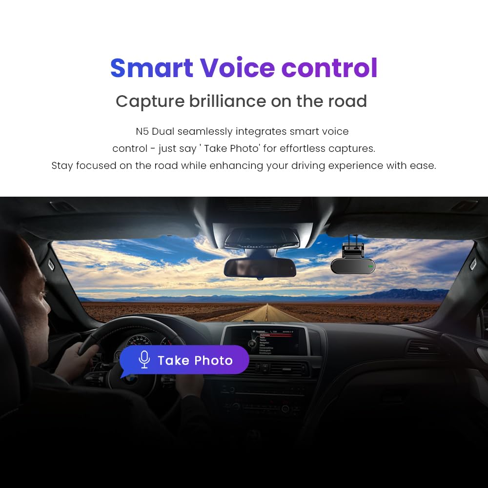 Ddpai 4K Car Dash Cam Front And Rear 2160P+1080P Dashcam Built In 32G Emmc Voice Control Adas 5G Wifi Gps G Sensor With App Cont