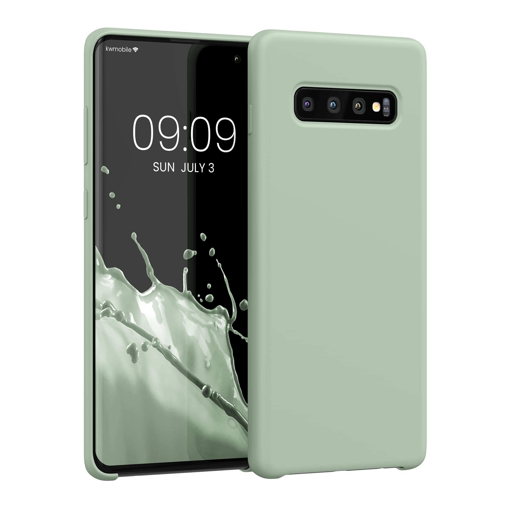 kwmobile Case Compatible with Samsung Galaxy S10 Plus / S10+ Case - TPU Silicone Phone Cover with Soft Finish - Gray Green