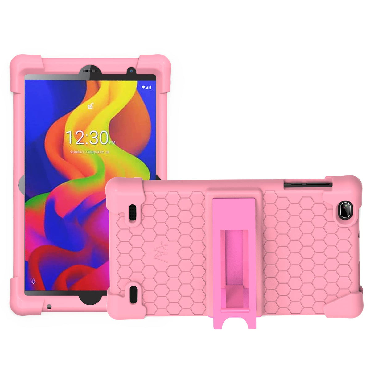 Transwon Silicone Kids Case For Nuu Tab 8 Android Tablet Cover Model T0802L And T0801L/ Foxxd Foxx T8 Tablet Case   Pink