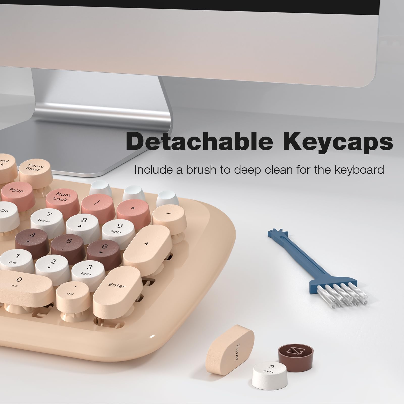 Mofii Wireless Keyboard And Mouse Combo, 2.4G Full Size Retro Typewriter Computer Keyboard And 3 Level Dpi Adjustable Wireless M