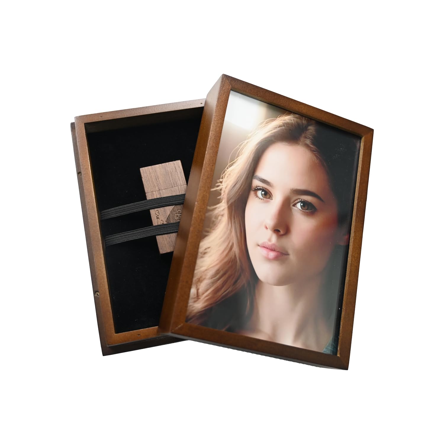 Wood Usb Flash Drive Box   Fit 4X6'' Photo (Without Usb Stick)
